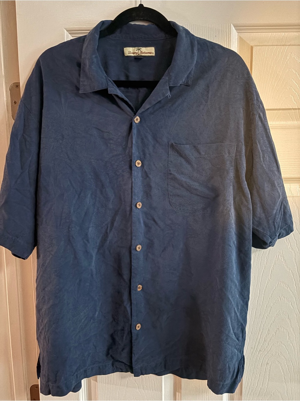 Tommy Bahama 100% silk button up collared short sleeve shirt tropical men's L